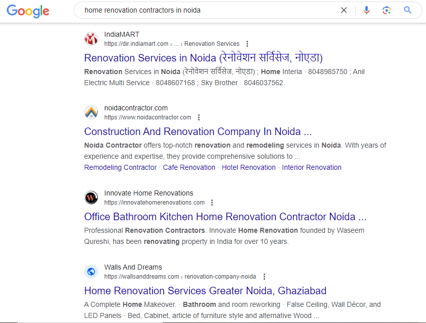 SEO websites Results